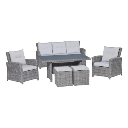 Lounge-Set mit Esstisch Vermont 6-teilig aus Polyrattan Wave Cliff Lounge-Set Mit Esstisch Vermont 6-teilig Aus Polyrattan Wave Cliff -Gardena Verkäufe 4048124987230 S 02