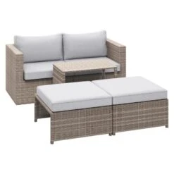 Balkonmöbel-Set Olea Mini 5-teilig Polyrattan Hellgrau -Gardena Verkäufe 4048124995341 S 01