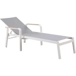 Sonnenliege Richmond Weiß/Teak